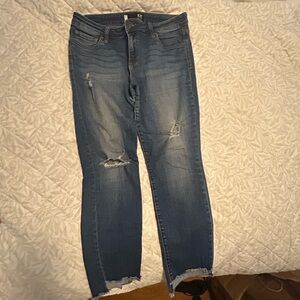 Kut from the Kloth Dark Blue Distressed Skinny Jeans